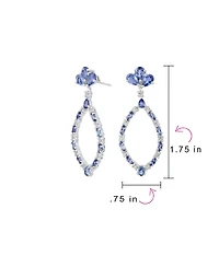 Bling Jewelry Open Teardrop Leaf Tanzanite Zircon Chandelier Earrings