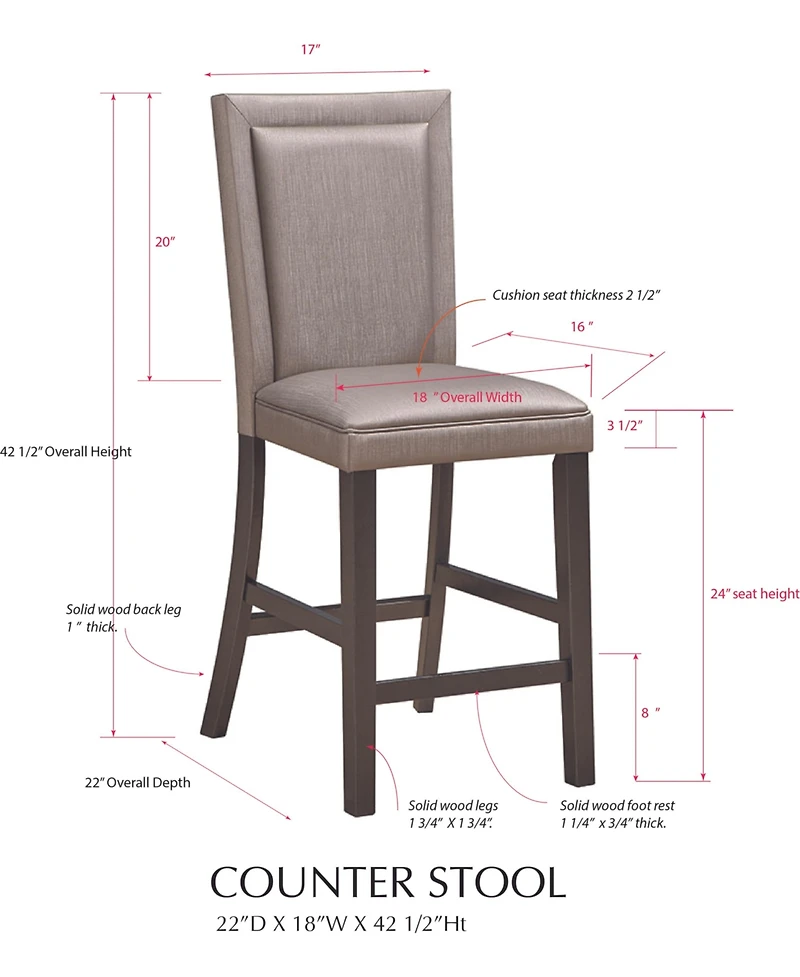 Kings Brand Furniture Counter Height Stool with Pvc fabric upholstery in a steel finish