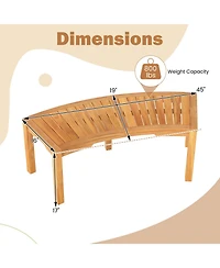 Outdoor Curved Bench with Slatted Seat Wrap Around Tree Bench 2-Person Seating