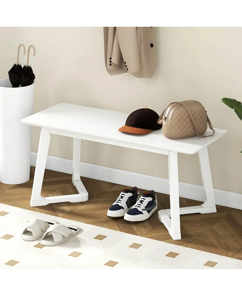 1 Pcs 42" Modern Entryway Bench with Rubber Wood Legs Smooth Seating Area Easy Assembly