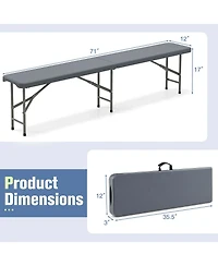 6 ft Plastic Folding Bench with 1320 Lbs Capacity Handle & Lock For Outdoor Picnic