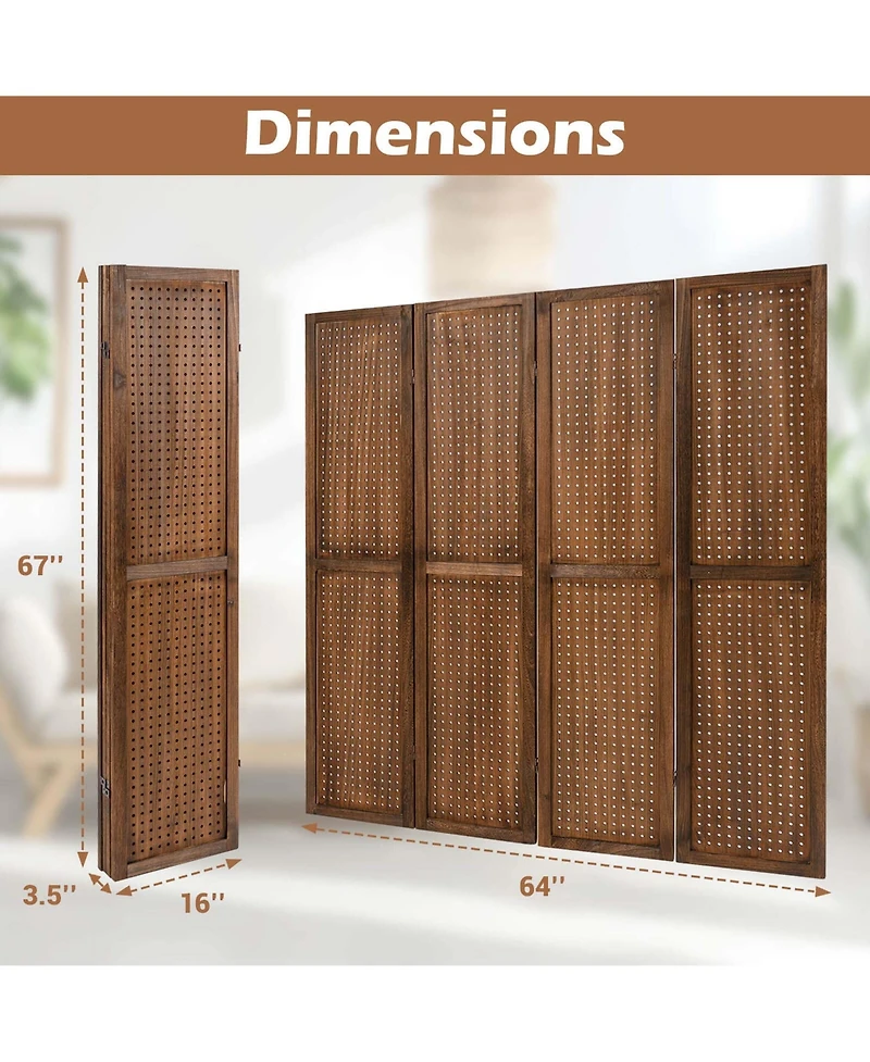 Pegboard Display with 360° Metal Hinges Solid Wood Frame for Craft Show
