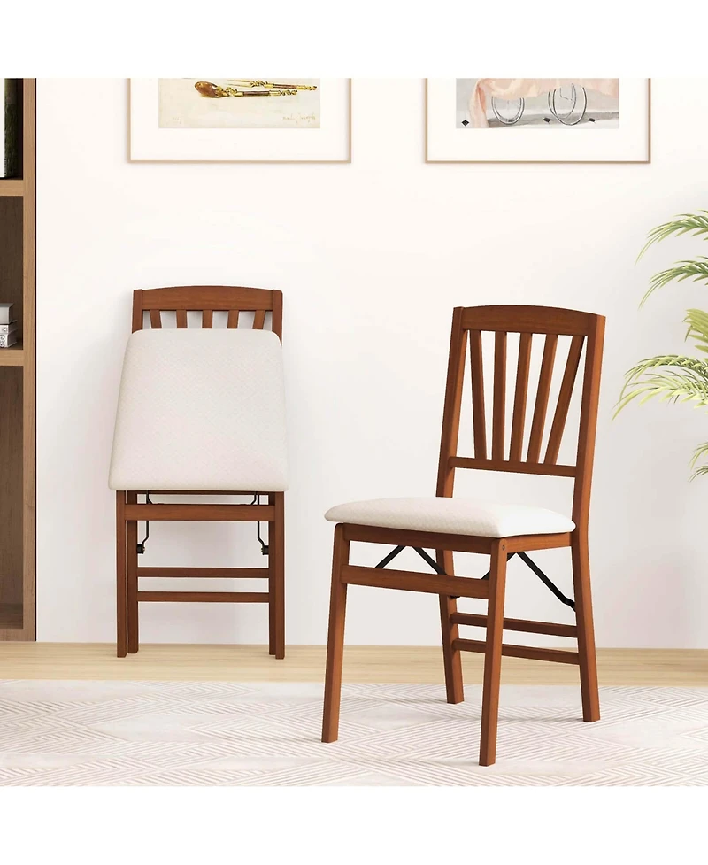 Costway Kitchen Chairs with Rubber Wood Frame Upholstered Seat Hollowed Backrest