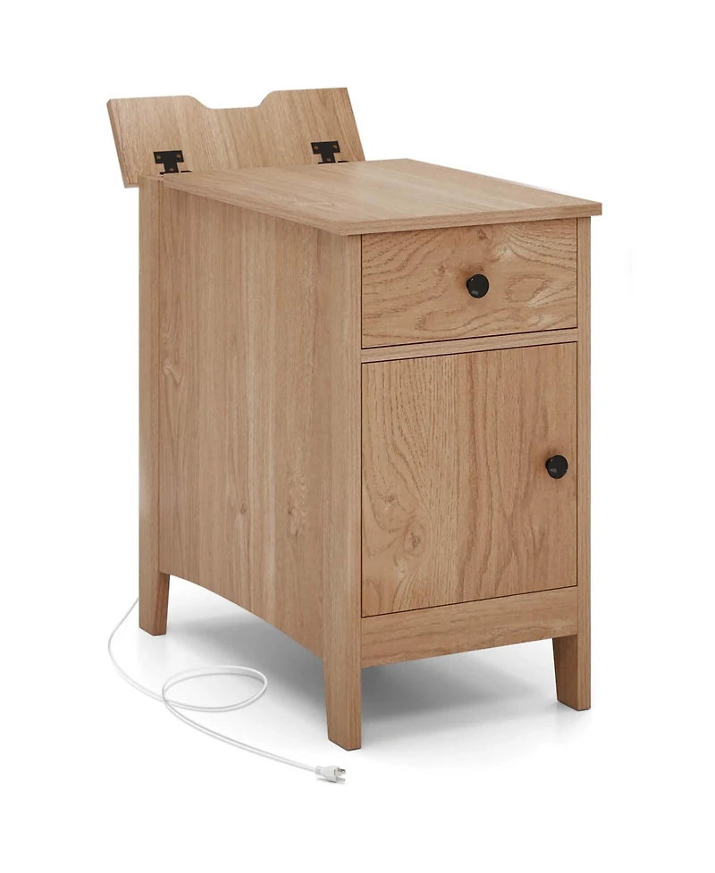 End Table with Charging Station Flip Top Bedside Table with Usb Ports & Outlets