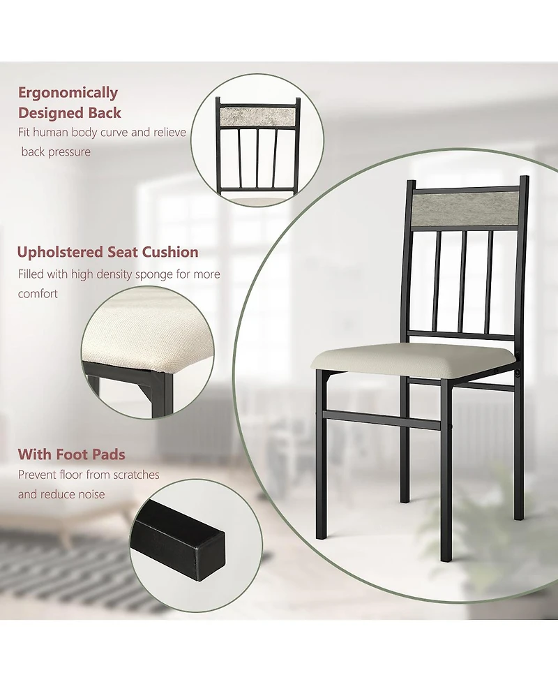 Costway 5 Piece Faux Marble Dining Set Table and 4 Chairs Kitchen Breakfast Furniture