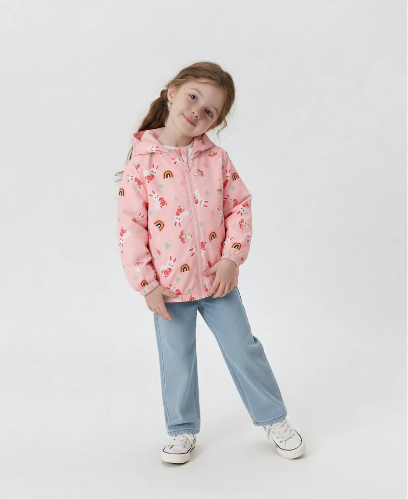 Rokka&Rolla Toddler Girls Fleece Lined Windbreaker Rain Jacket