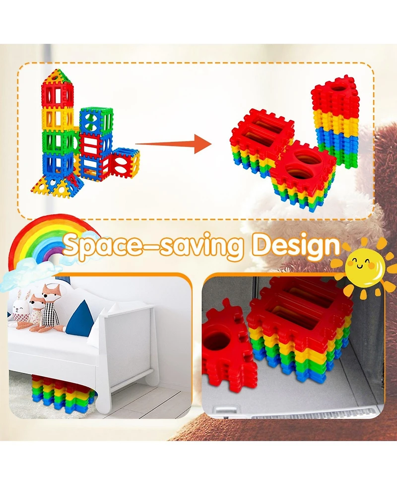 Mecale 32-Piece Waffle Block Building Set for Kids, Stacking Toy