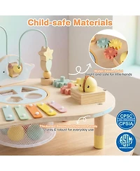 Mecale 7-in-1 Montessori Toddler Activity Table, Wooden Musical Sensory Table, 12M+