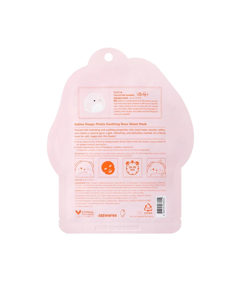 Tonymoly Satine Hoppy Petals Rose Sheet Mask, 0.71 oz.