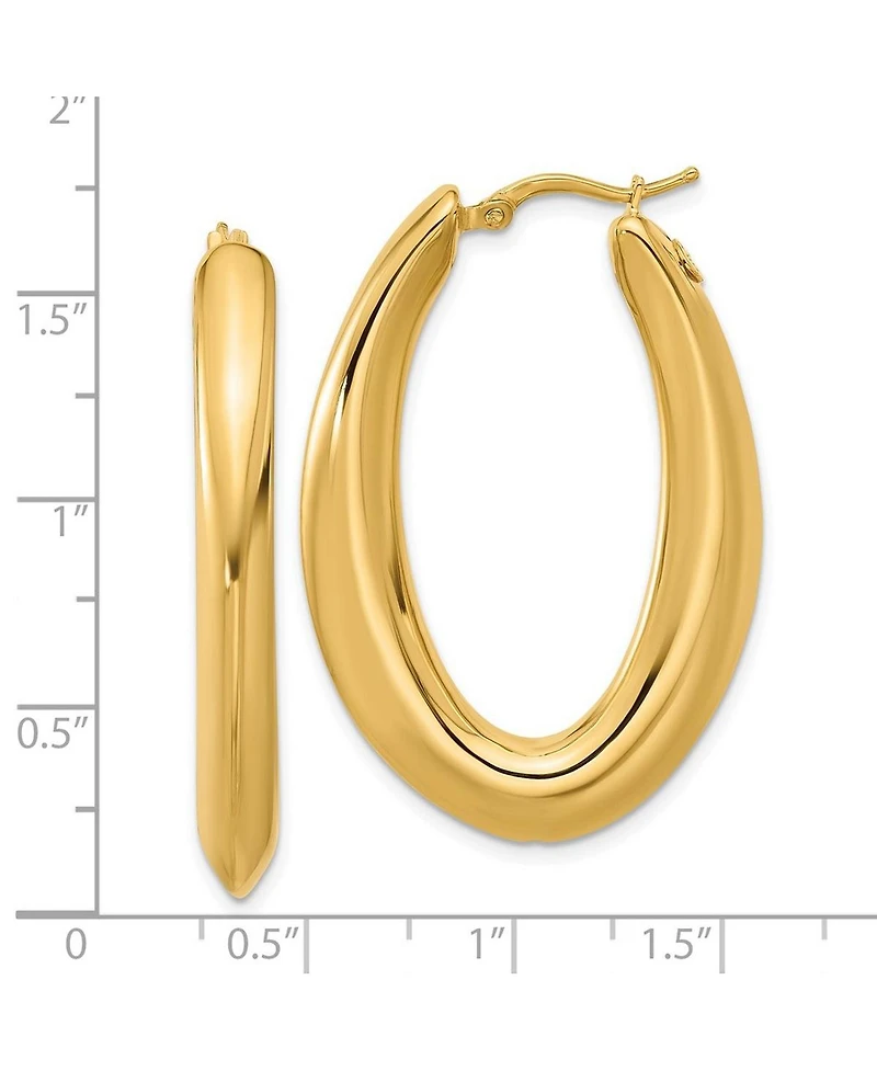 Curata Jewelry Solid 18k Yellow Gold 41x28mm Puffed Oval Hoop Earrings