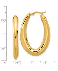 Curata Jewelry Solid 18k Yellow Gold 41x28mm Puffed Oval Hoop Earrings