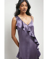 Warehouse Women's Metallic Satin Ruffle Midi Slip Dress