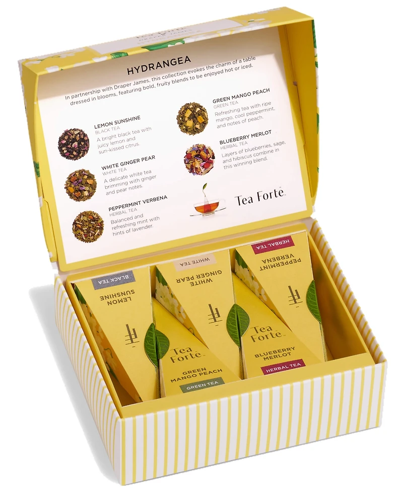 Tea Forte x Draper James Hydrangea Mini Petite Presentation Box, 5 Infusers
