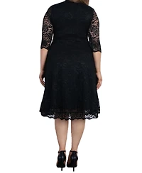 Women's Plus Mademoiselle Lace Cocktail Dress with Sleeves