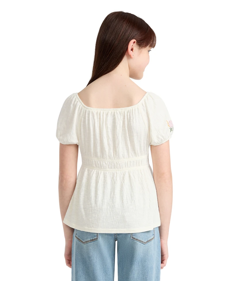 Levi's Girls' 7-16 Smocked Puff Sleeve Top