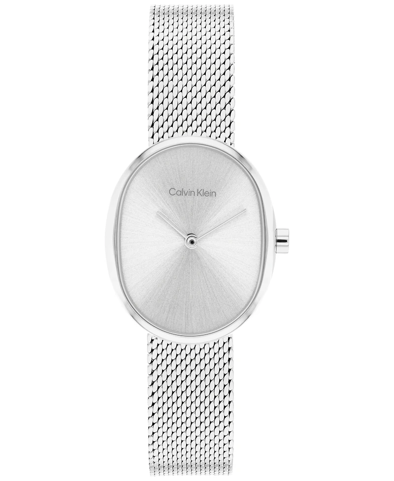 Calvin Klein Women's Euphoria Silver Tone Stainless Steel Mesh Bracelet Watch, 23.2mm