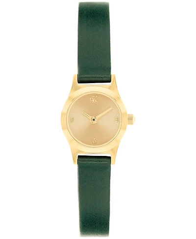 Calvin Klein Women's Ck Contemporary Green Leather Strap Watch, 18mm