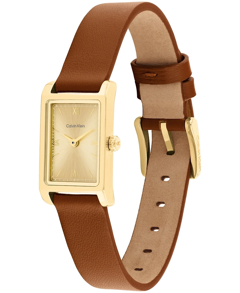 Calvin Klein Women's Ck Light Camel Leather Strap Watch, 16mm