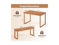 Slickblue Outdoor 3-Piece Dining Set with Acacia Wood Table and 2 Benches