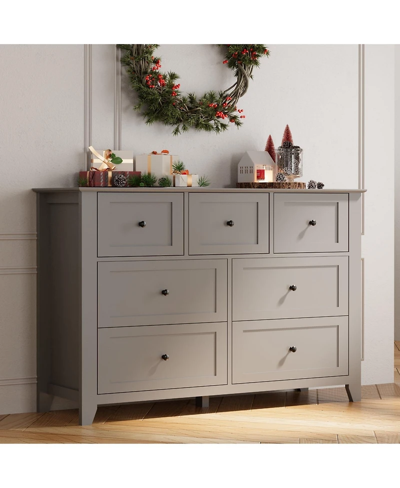 gaomon Modern 7 Drawer Dresser for Bedroom, 54" Wide Wooden Dressers with Large Storage