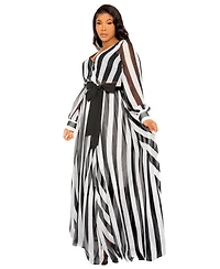 Buxom Couture Plus Stripe Surplice Maxi Dress