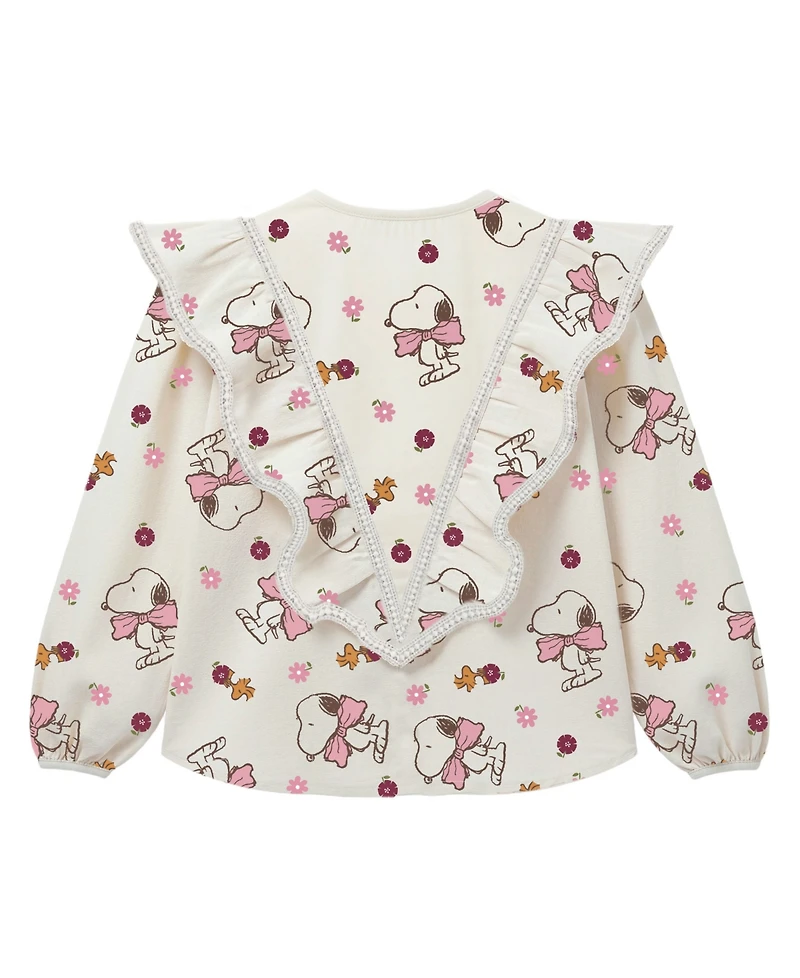 Kate Mack Girls' 2T-6X Snoopy Print Long-Sleeve Top and Denim Pants, 2-Piece Set