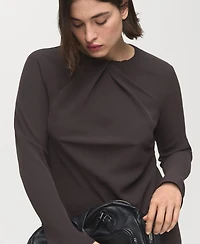 Mango Women's Draped Neck Long-Sleeved Dress