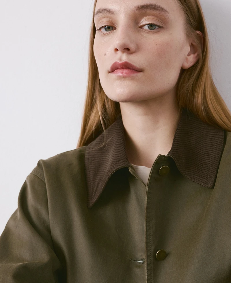 Mango Women's Contrasting Collar Denim Barn Jacket