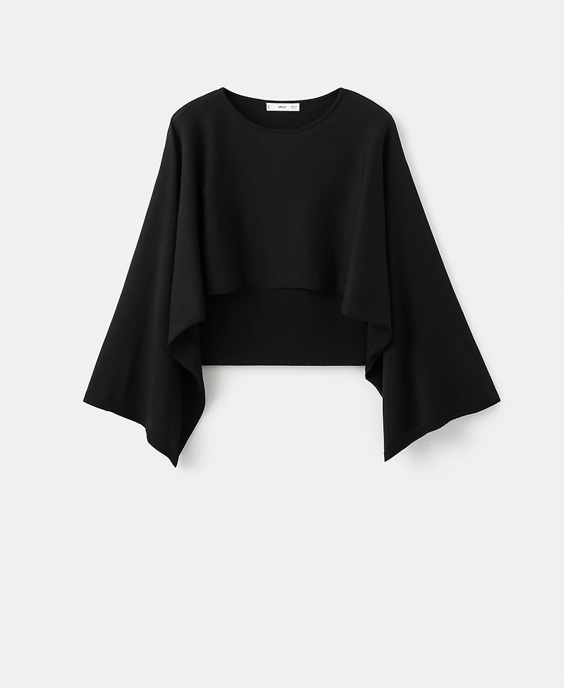Mango Women's Round Neck Knitted Cape Top