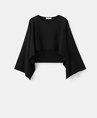Mango Women's Round Neck Knitted Cape Top