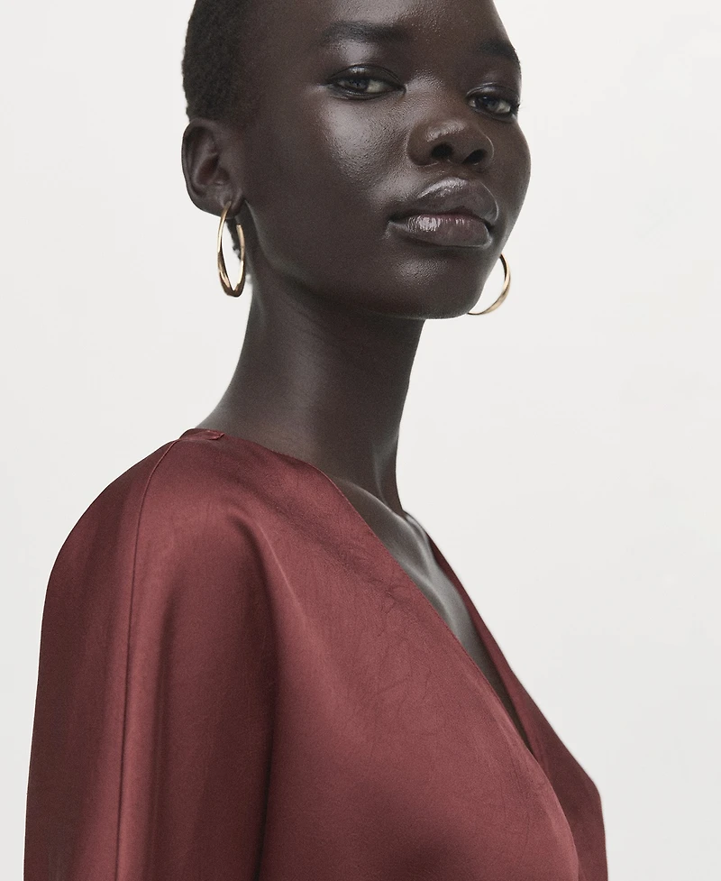 Mango Women's Belted V-Neck Dress