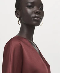 Mango Women's Belted V-Neck Dress