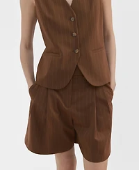 Mango Women's Straight Pinstripe Bermuda Shorts