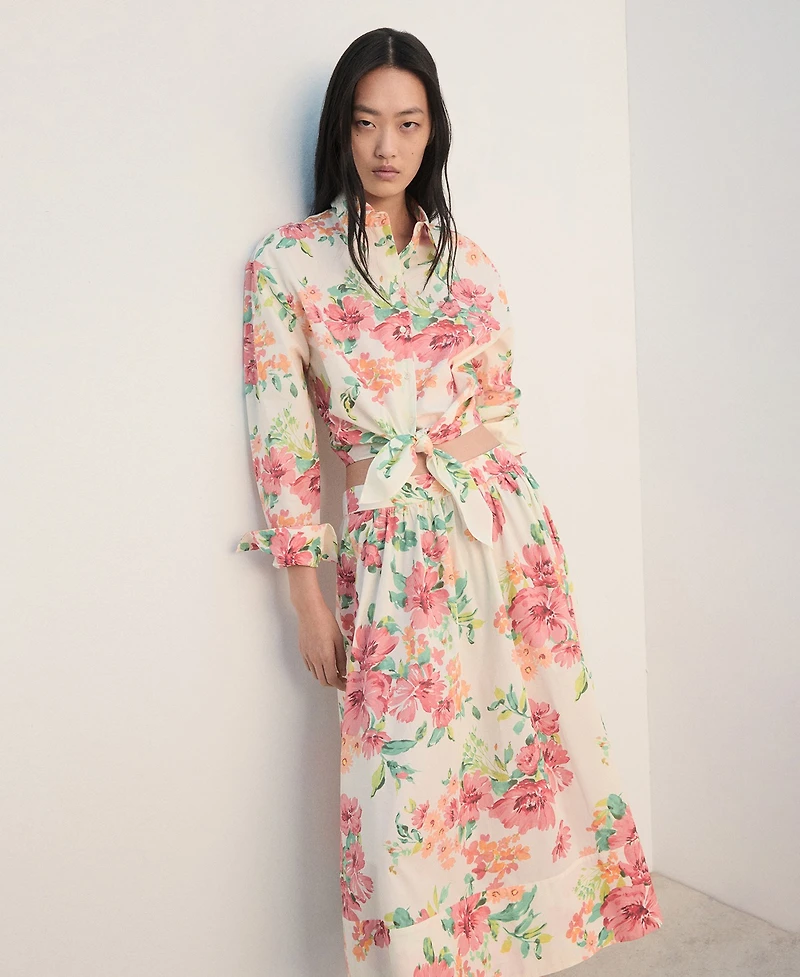 Mango Women's Flowers Midi Skirt