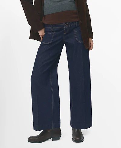 Mango Women's Pockets Wide Leg Maternity Jeans