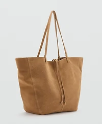 Mango Women's Bow Detail Suede Shopper Bag