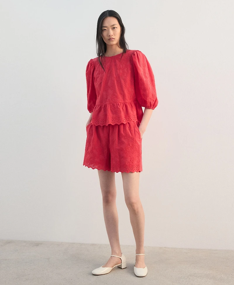 Mango Women's Floral Embroidered Blouse