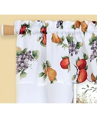 Kate Aurora Embroidered Fruit Medley 3 Piece Cafe Rod Pocket Kitchen Curtain And Valance Set