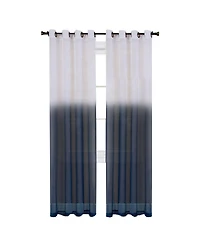 Kate Aurora Tropical Living Semi Matte Sheer Ombre Chic Grommet Top Window Curtains - 52 in. W x 84 L