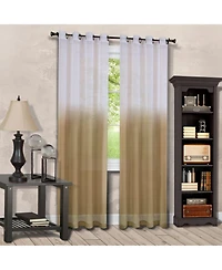 Kate Aurora Tropical Living Semi Matte Sheer Ombre Chic Grommet Top Window Curtains - 52 in. W x 84 L