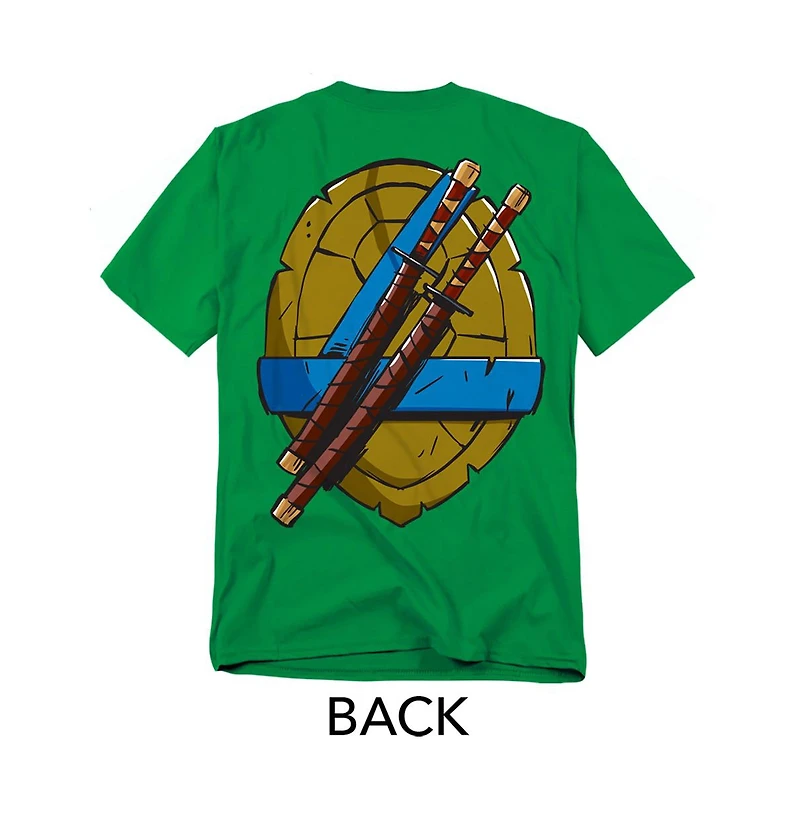 Teenage Mutant Ninja Turtles Men's Leonardo Shell Front Back T-Shirt