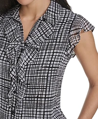 Calvin Klein Petite Collared Neck Short-Sleeve Top