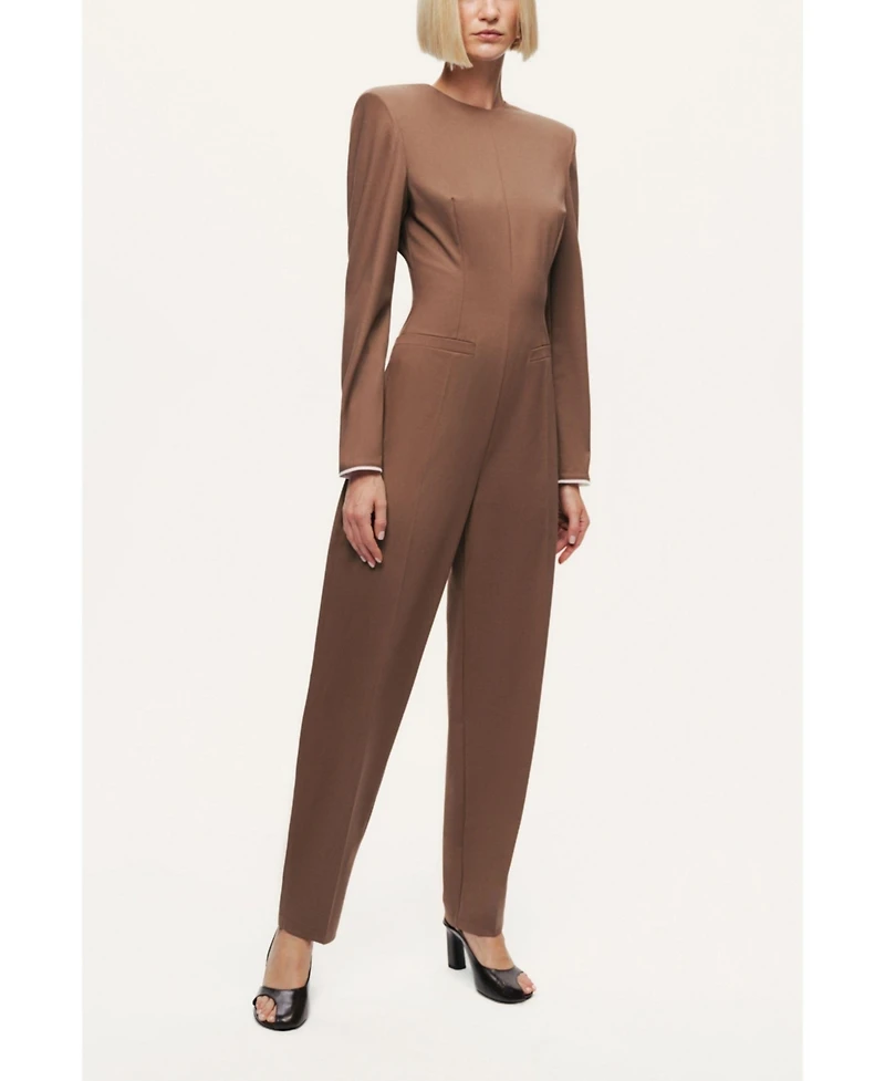 Nocturne Women's Sculpted-Shoulder Crew-Neck Jumpsuit