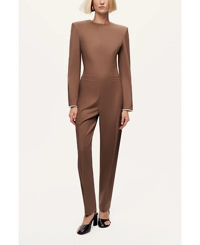 Nocturne Women's Sculpted-Shoulder Crew-Neck Jumpsuit