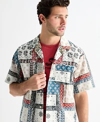 Lucky Brand Men's Short-Sleeve Printed Camp Collar Shirt