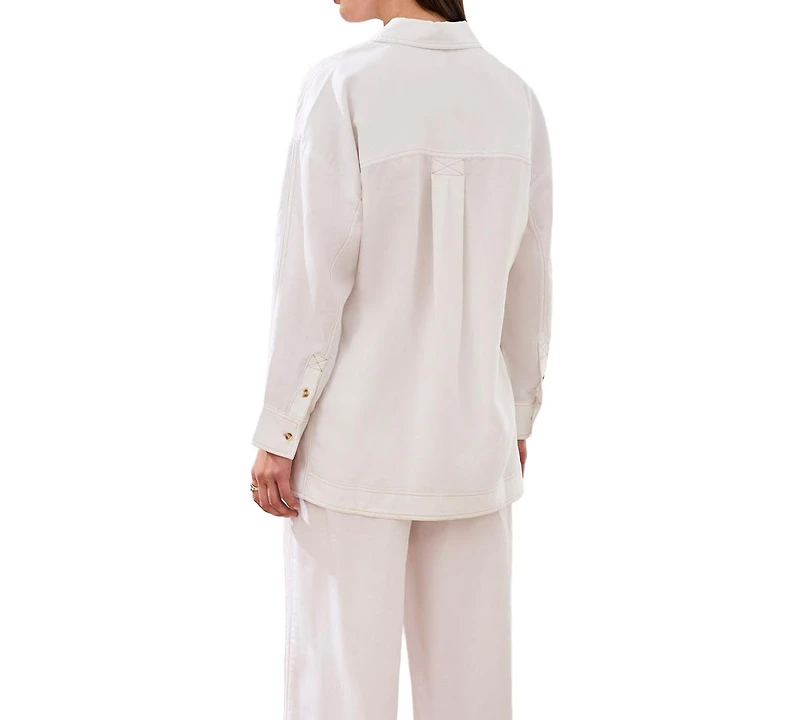 Tribal Women's Flowy Slub Woven Popover Tunic Top