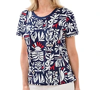 Tribal Women's Printed Crew Neck Top