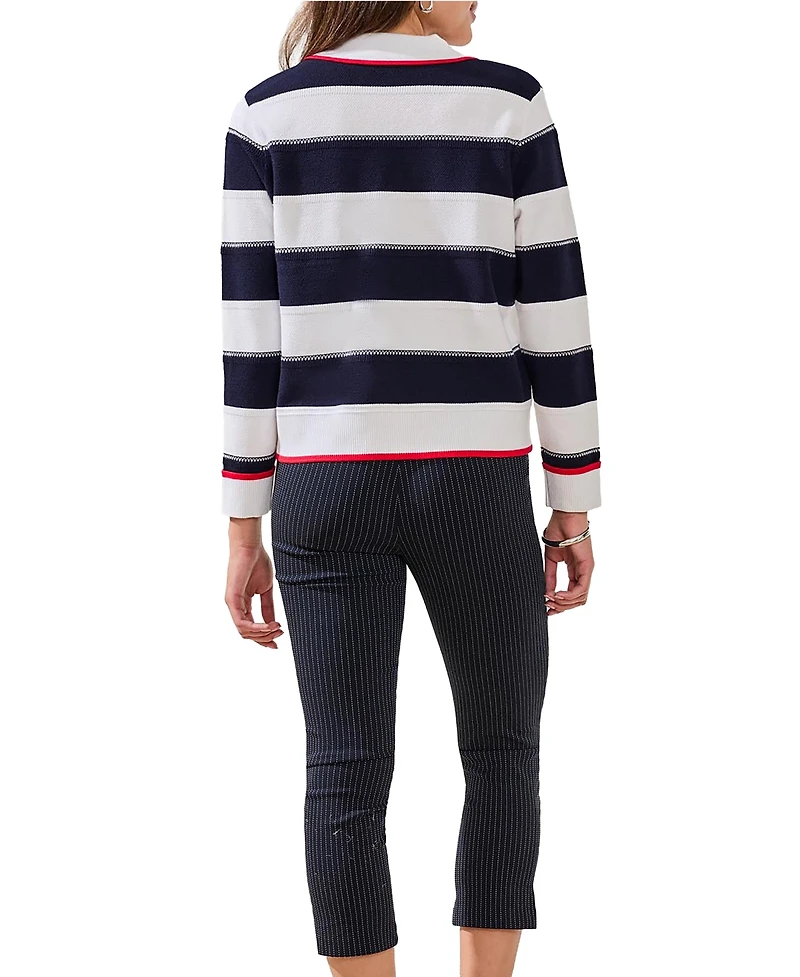 Tribal Women's Double-Knit Button-Front Stripe Cardigan