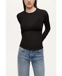Nocturne Women's Sheer Crew-Neck Mesh Top