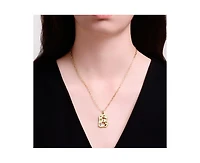 Genevive Unique 14K Gold Plated Multifaceted Cz Initial Pendant Necklace